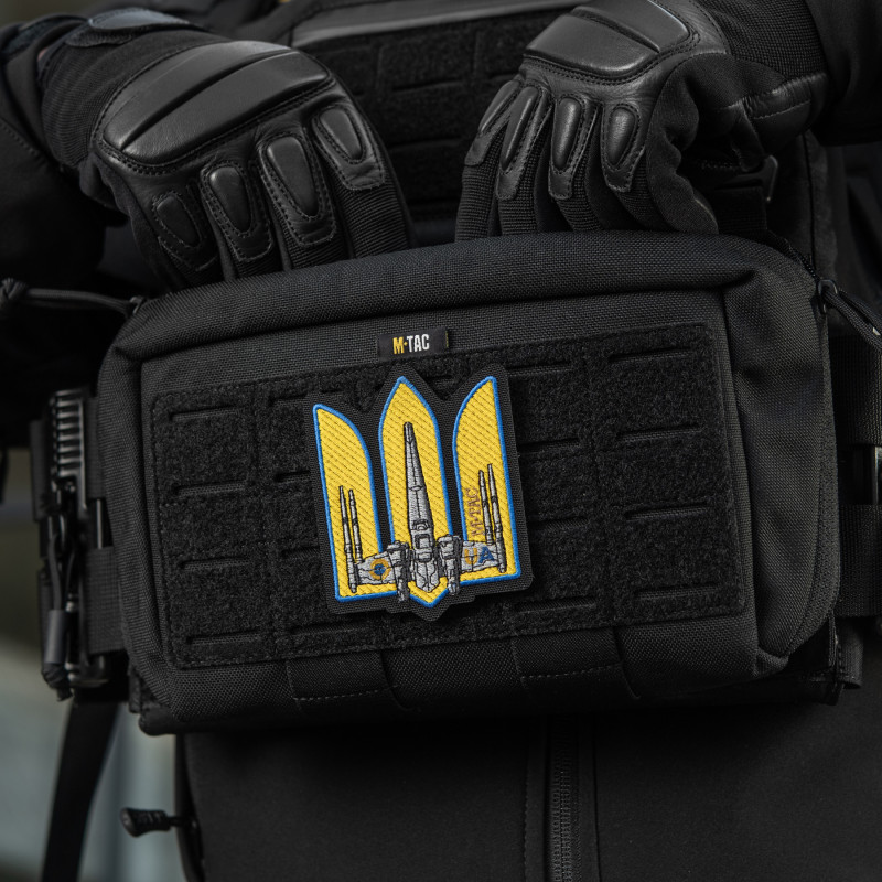 M-Tac нашивка Тризуб UA-Wing (вишивка) Black