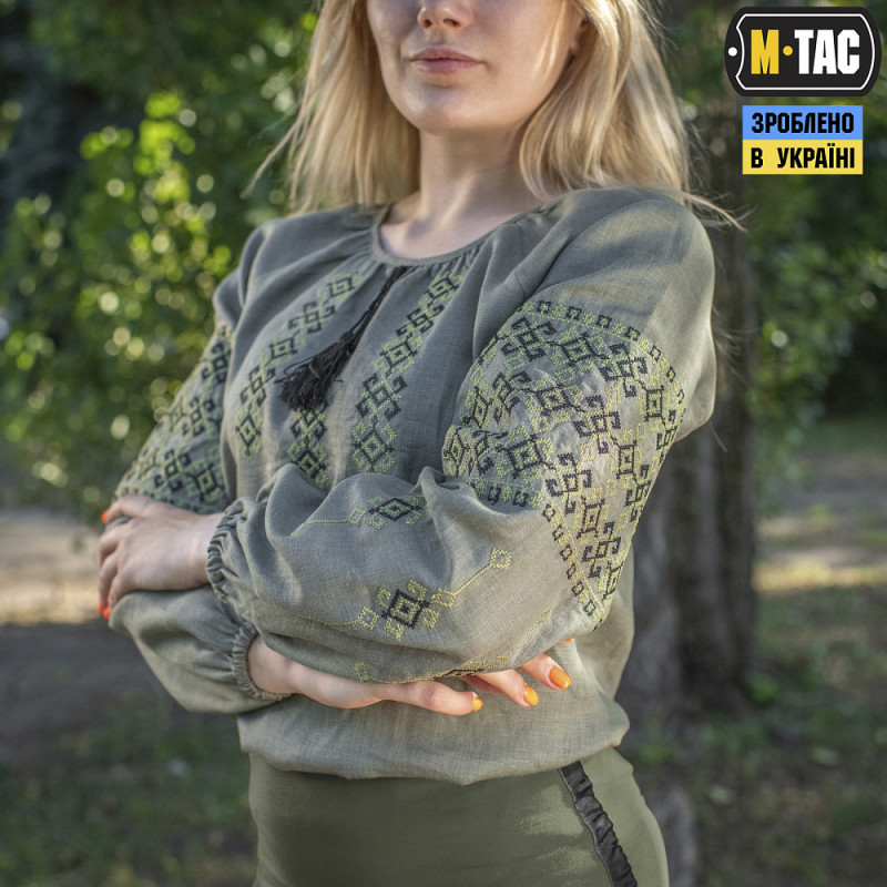M-Tac вишиванка жіноча 100% льон олива M-Tac вишиванка жіноча 100% льон олива