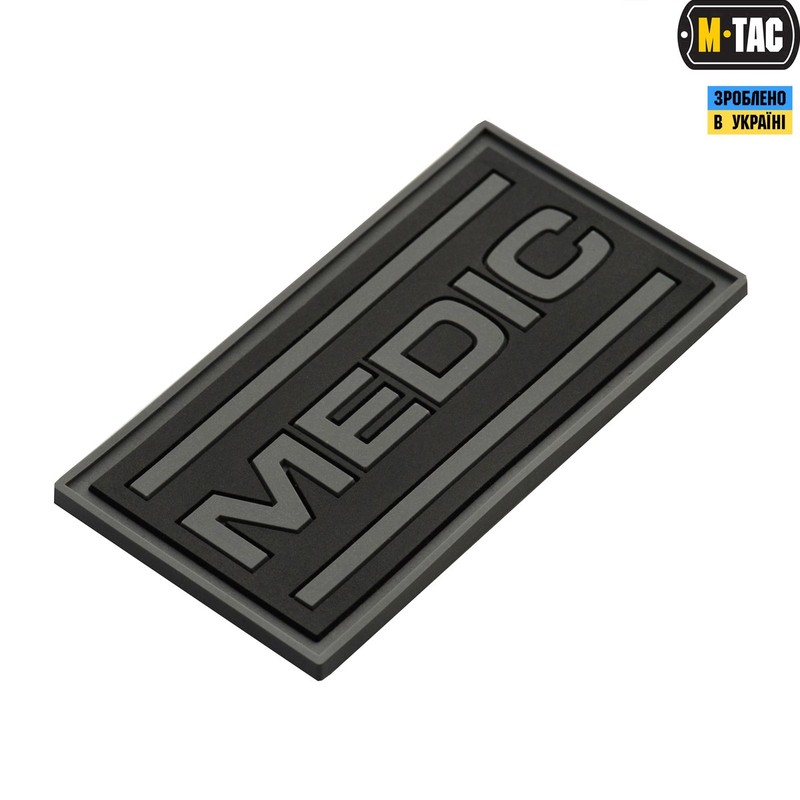 M-Tac нашивка Medic ПВХ чорний/сірий