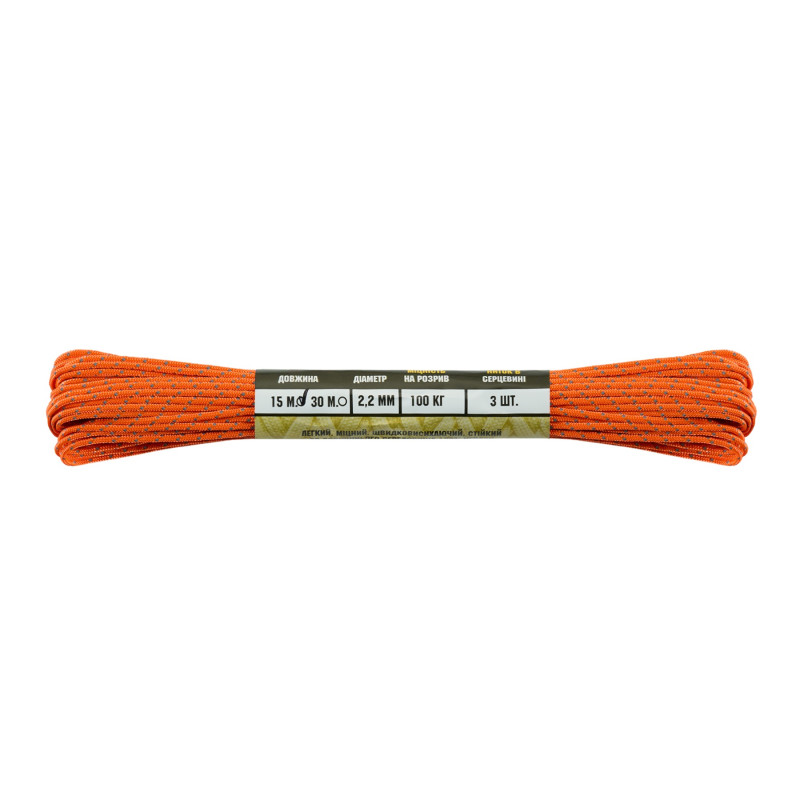 M-Tac паракорд Minicord Reflective Orange 15м M-Tac паракорд Minicord Reflective Orange 15м
