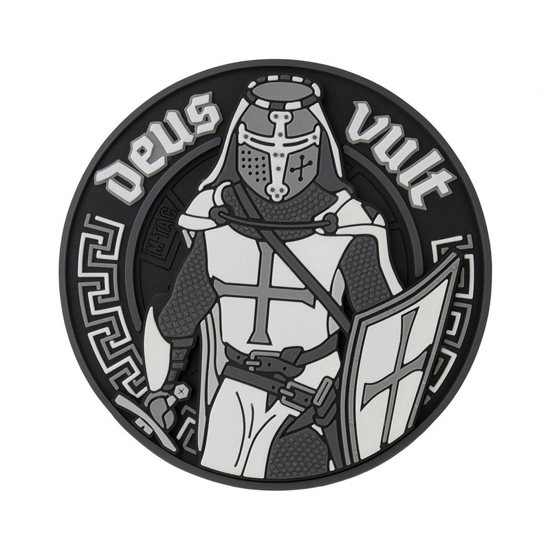 M-Tac нашивка Deus Vult 3D ПВХ чорно-біла M-Tac нашивка Deus Vult 3D ПВХ чорно-біла
