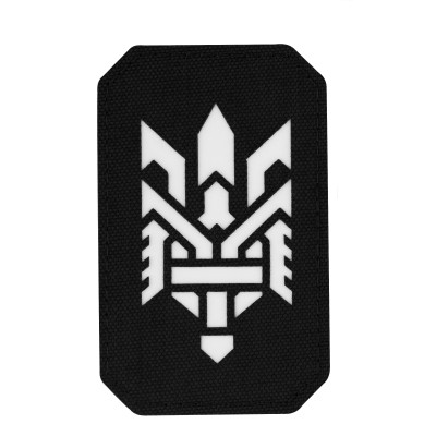 M-Tac нашивка Тризуб (стилізація) Laser Cut вертикальна Black/світлонакопичувач