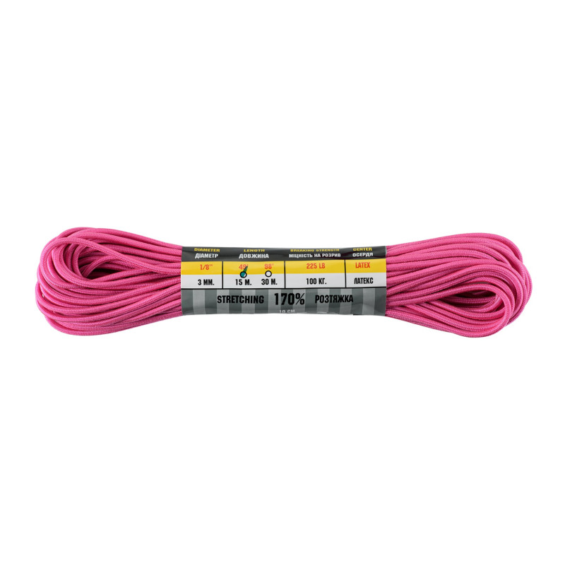 M-Tac паракорд Shock-Cord 3 mm Neon Pink 15м