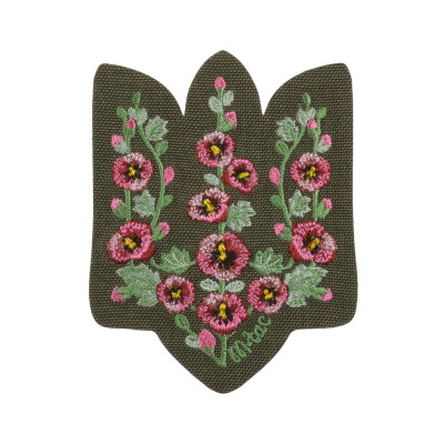 M-Tac нашивка Тризуб рожеві Мальви (вишивка) Ranger Green