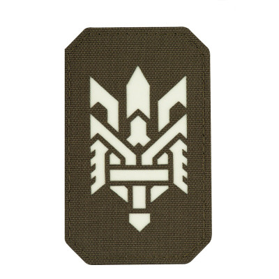 M-Tac нашивка Тризуб (стилізація) Laser Cut вертикальна Ranger Green/світлонакопичувач