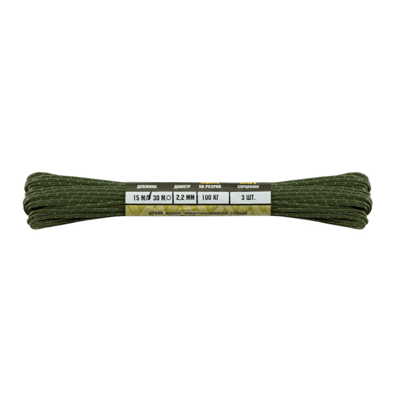 M-Tac паракорд Minicord Reflective OD Green 15м