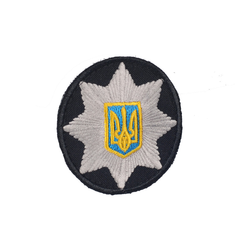 Кокарда Поліція кругла 6 см на липучці чорна