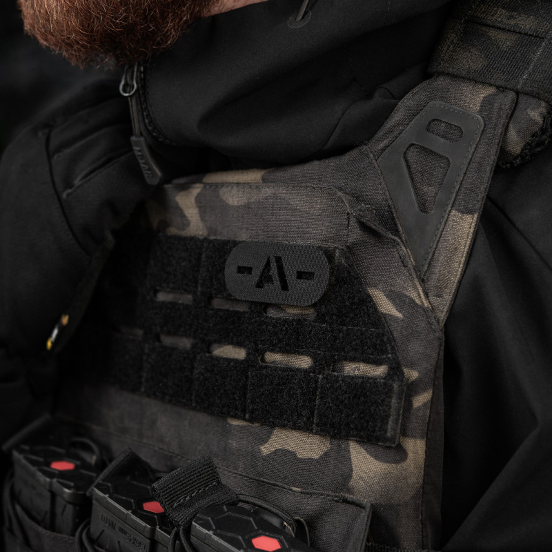 M-Tac нашивка група крові -A- наскрізна Laser Cut Black