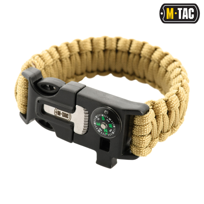 M-Tac браслет паракорд з іскровисікателем, компасом і свистком Tan M-Tac браслет паракорд з іскровисікателем, компасом і свистком Tan