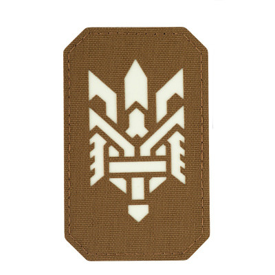 M-Tac нашивка Тризуб (стилізація) Laser Cut вертикальна Coyote/світлонакопичувач