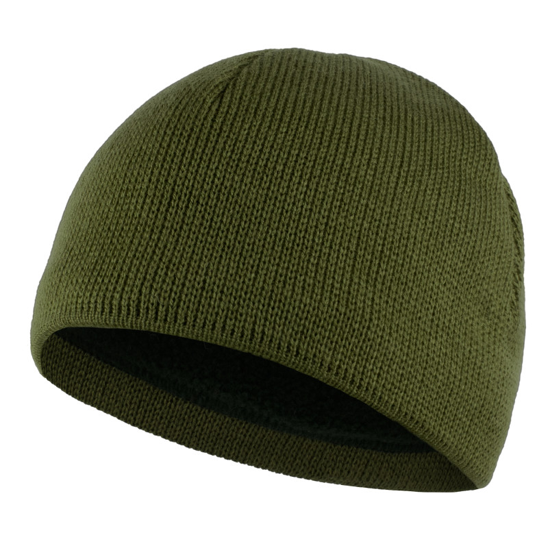 Шапка в'язана без відвороту на флісі, Dark olive