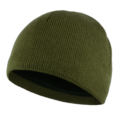 Шапка в'язана без відвороту на флісі, Dark olive