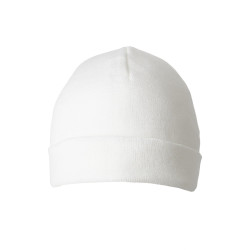 Шапка в'язана на флісі з відворотом, White