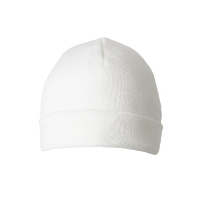 Шапка в'язана на флісі з відворотом, White