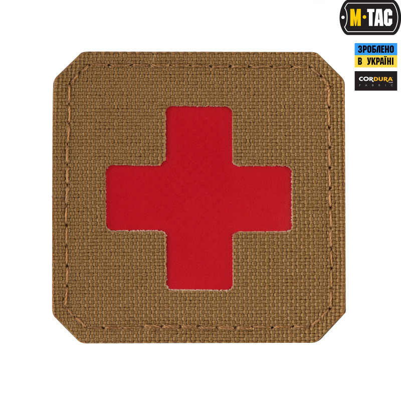 M-Tac нашивка Medic Cross Laser Cut Coyote/Red M-Tac нашивка Medic Cross Laser Cut Coyote/Red