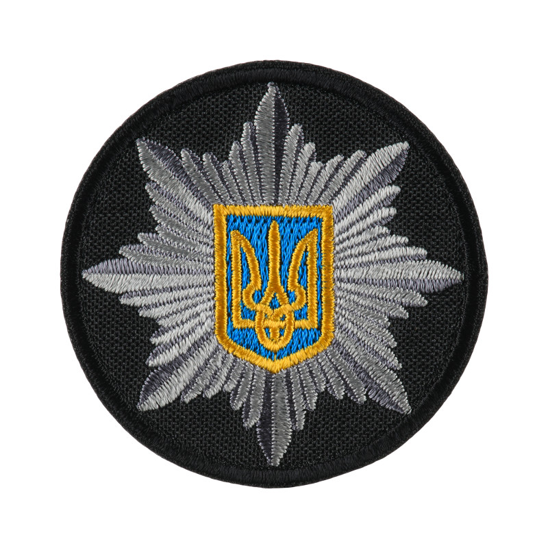 Кокарда Поліція кругла 6 см на липучці чорна