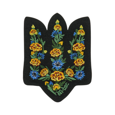 M-Tac нашивка Тризуб Чорнобривці (вишивка) Black