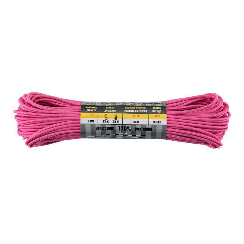 M-Tac паракорд Shock-Cord 3 mm Neon Pink 30м M-Tac паракорд Shock-Cord 3 mm Neon Pink 30м