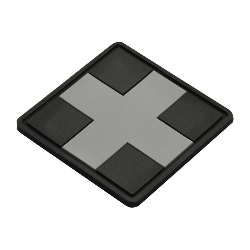 M-Tac нашивка Medic Cross Square ПВХ чорний/сірий