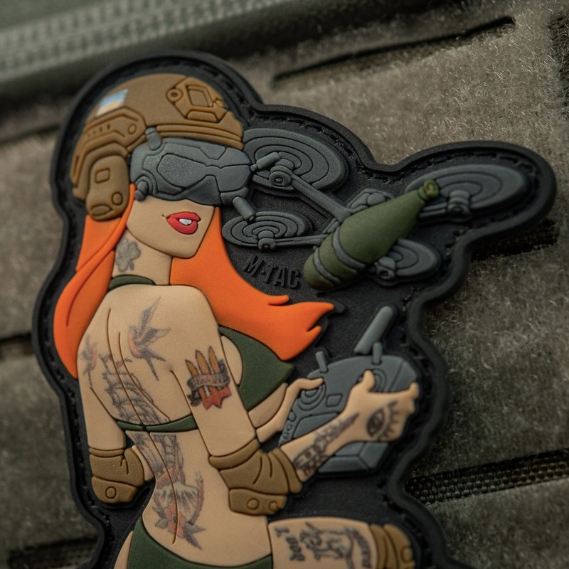 M-Tac нашивка girl №6 PVC redhead Hooligan Olive V1