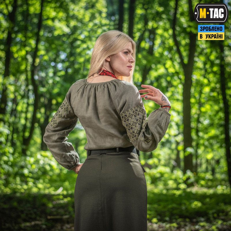 M-Tac вишиванка жіноча 100% льон олива M-Tac вишиванка жіноча 100% льон олива
