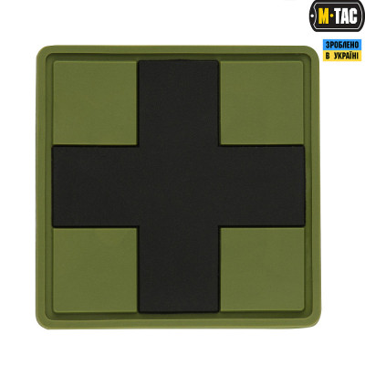 M-Tac нашивка Medic Cross Square ПВХ олива/чорний