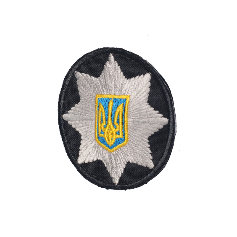 Кокарда Поліція кругла 6 см на липучці чорна