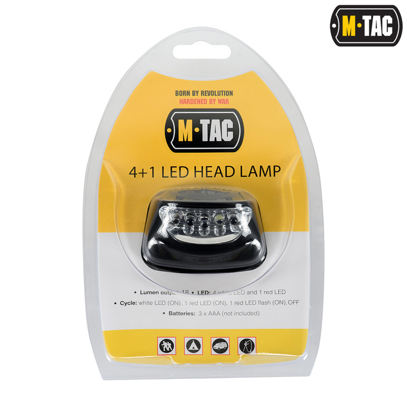 M-Tac ліхтар налобний 4+1 LED Black M-Tac ліхтар налобний 4+1 LED Black