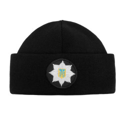 Шапка в'язана флісова з відворотом Поліція, Black