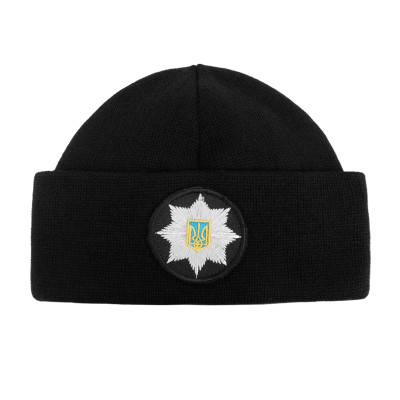 Шапка в'язана флісова з відворотом Поліція, Black
