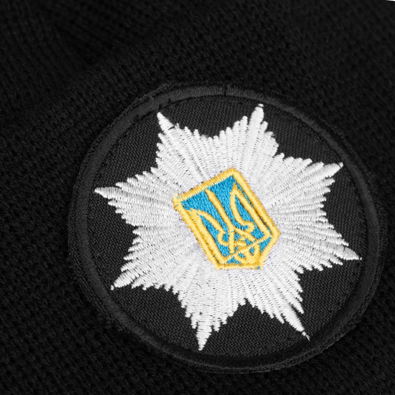 Шапка в'язана флісова з відворотом Поліція, Black