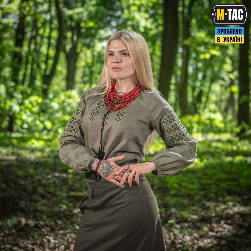 M-Tac вишиванка жіноча 100% льон олива M-Tac вишиванка жіноча 100% льон олива