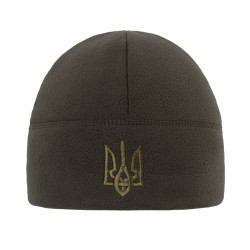 Шапка флісова Без Відвороту З Тризубом, Dark olive, L