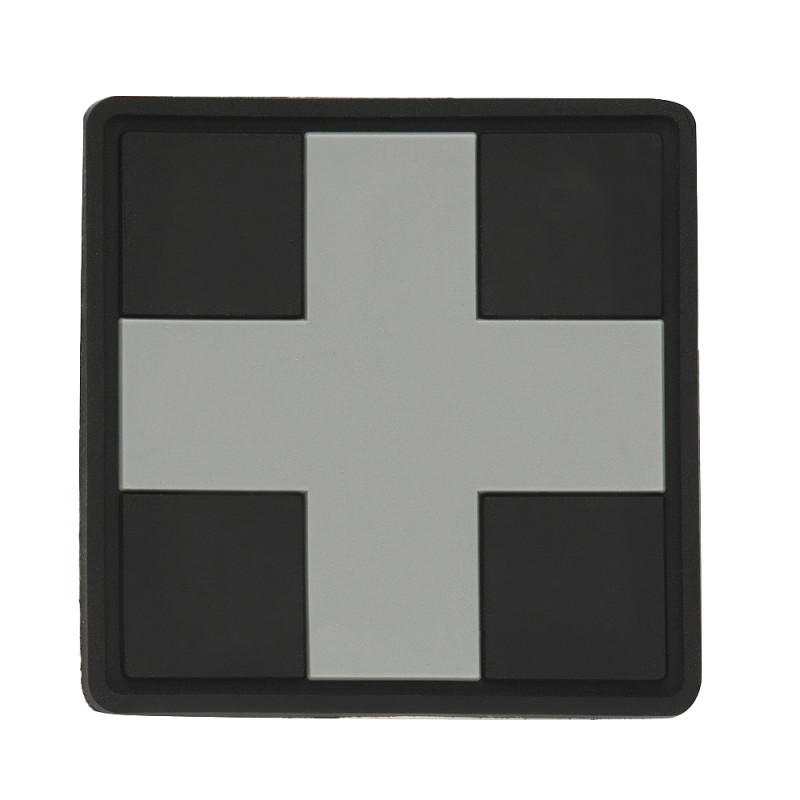 M-Tac нашивка Medic Cross Square ПВХ чорний/сірий