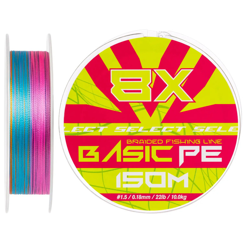 Шнур Select Basic PE 8X Multicolor 150m #1.5/0.18mm 22lb/10kg