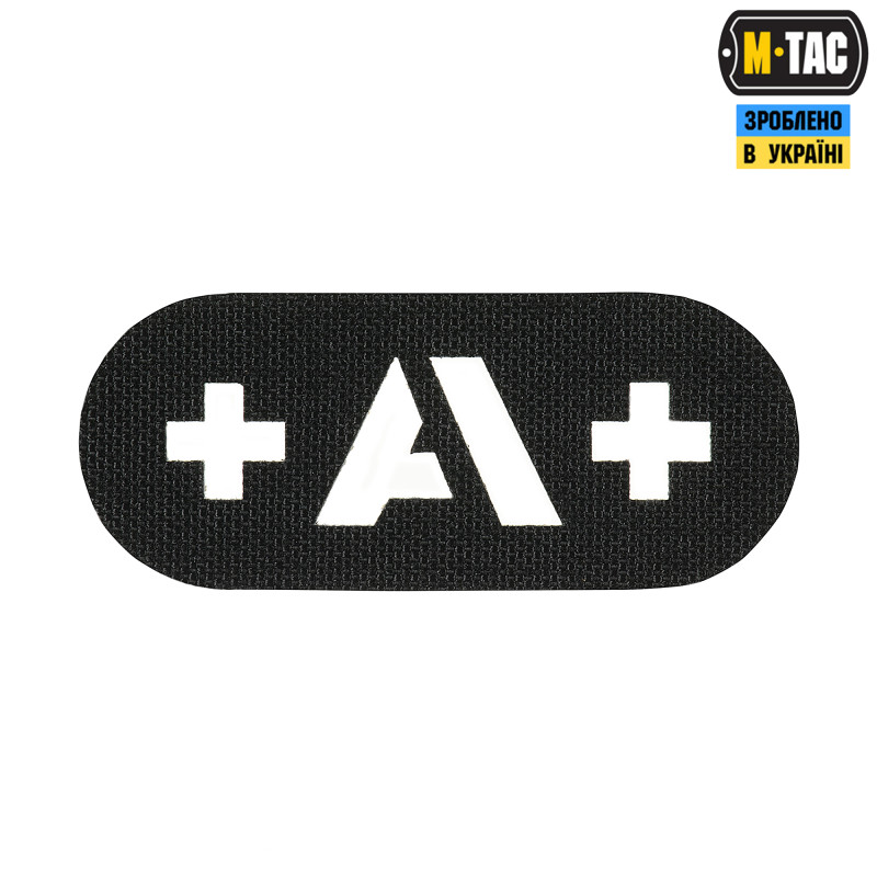 M-Tac нашивка група крові +A+ наскрізна Laser Cut Black