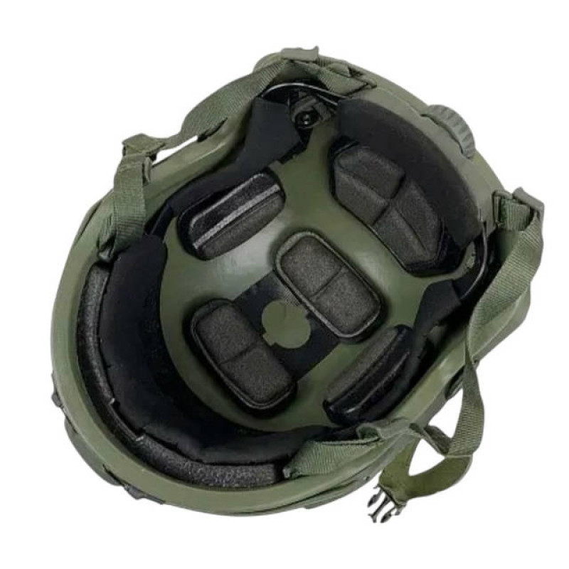 Балістичний шолом Fast NTS USA NIJ IIIA Олива + кавер + навушники Impact Sport + чебурашки + ліхтар