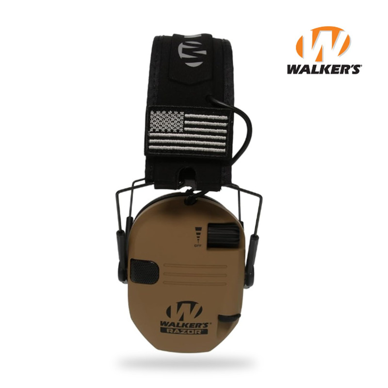 Активні навушники Walker's Razor Slim Original з патчами (Коричневий)