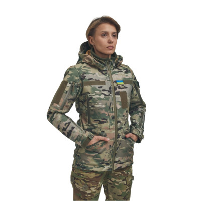 Зимова утеплена жіноча FS куртка-трансформер Soft Shell 2в1, мультикам