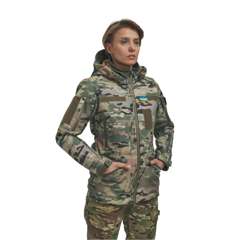 Зимова утеплена жіноча FS куртка-трансформер Soft Shell 2в1, мультикам Зимова утеплена жіноча FS куртка-трансформер Soft Shell 2в1, мультикам