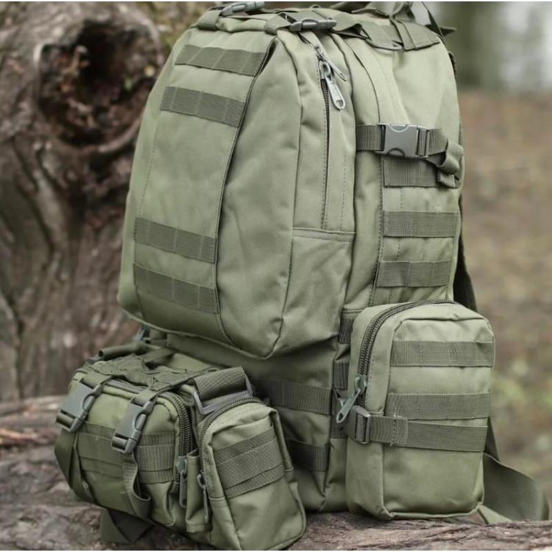 Тактичний рюкзак Molle Assault 55л + (3 органайзери) Олива