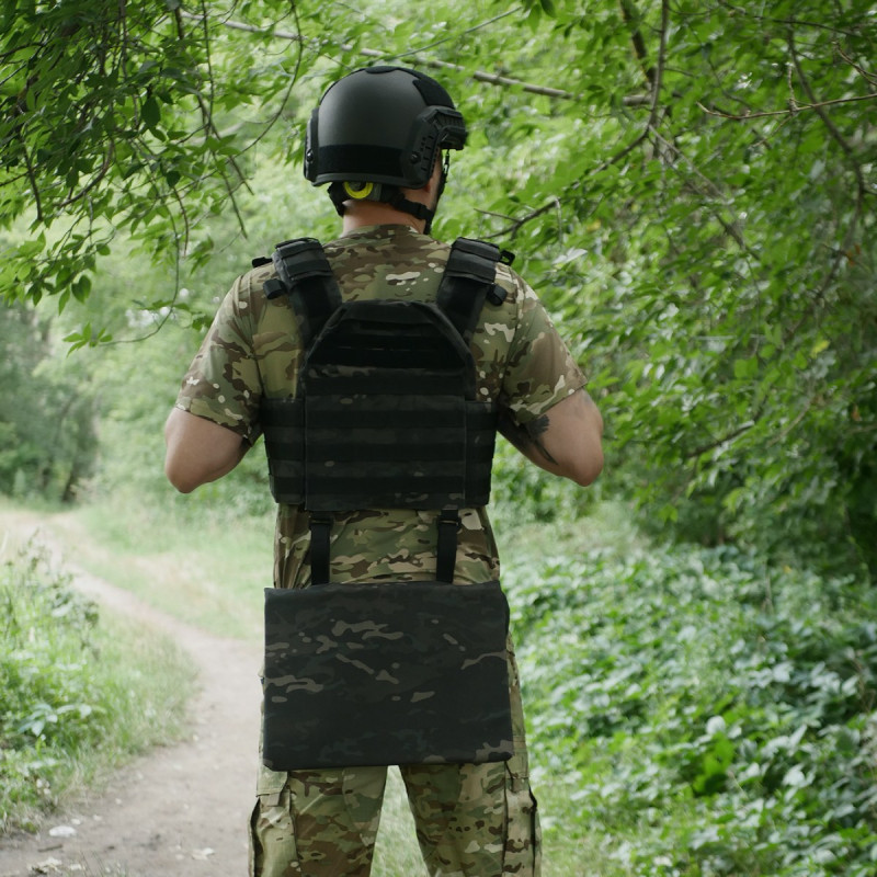 Каремат-сидушка Kiborg з балістичним пакетом 1 клас захисту Militex 20mm Cordura Black Multicam