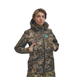 Зимова утеплена жіноча FS куртка-трансформер Soft Shell 2в1, піксель