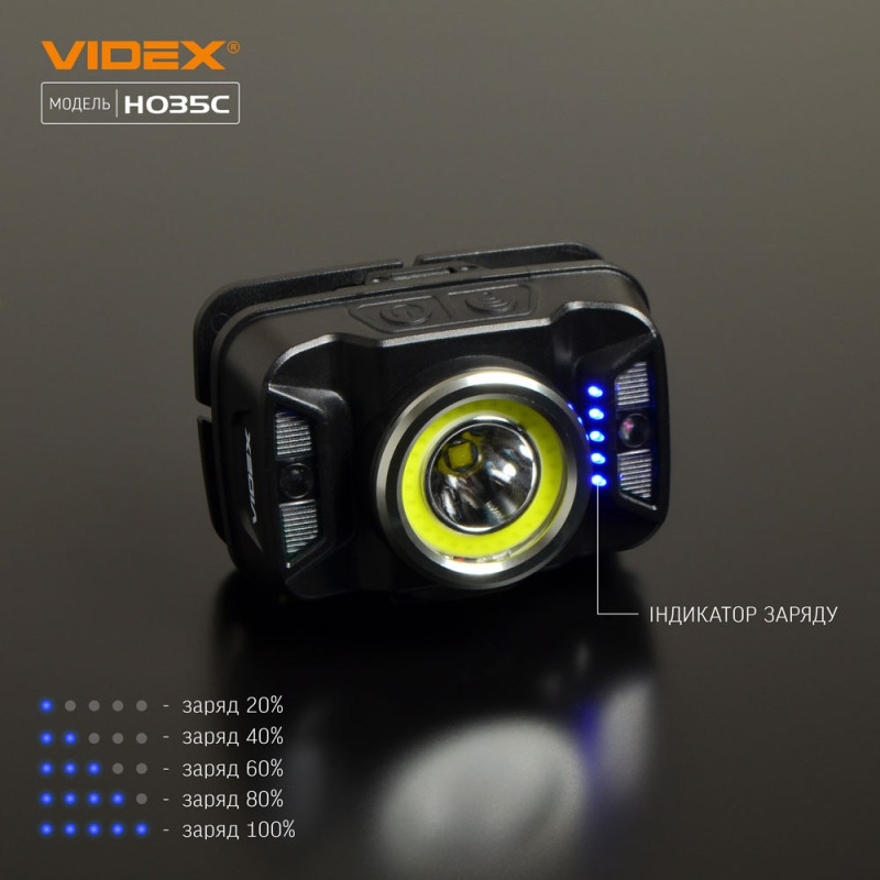 Налобний світлодіодний ліхтарик VIDEX VLF-H035C 410Lm 5000K Налобний світлодіодний ліхтарик VIDEX VLF-H035C 410Lm 5000K
