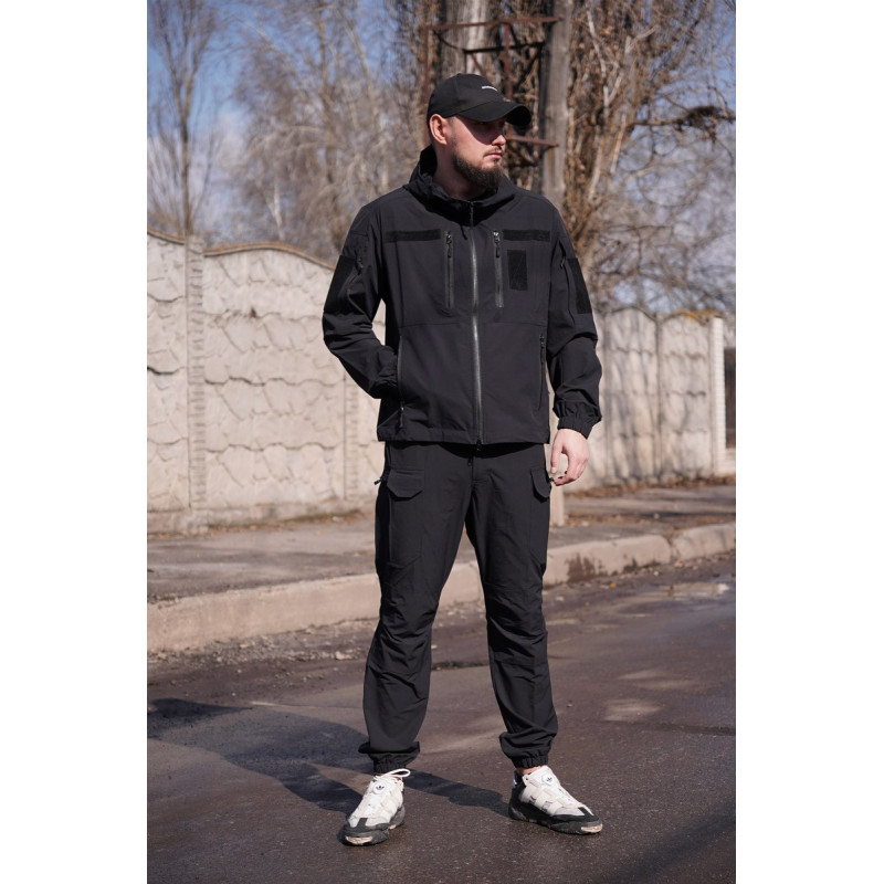 Тактичний костюм Tactical Flex Pro FS (4WStretch) Чорний (куртка та штани)