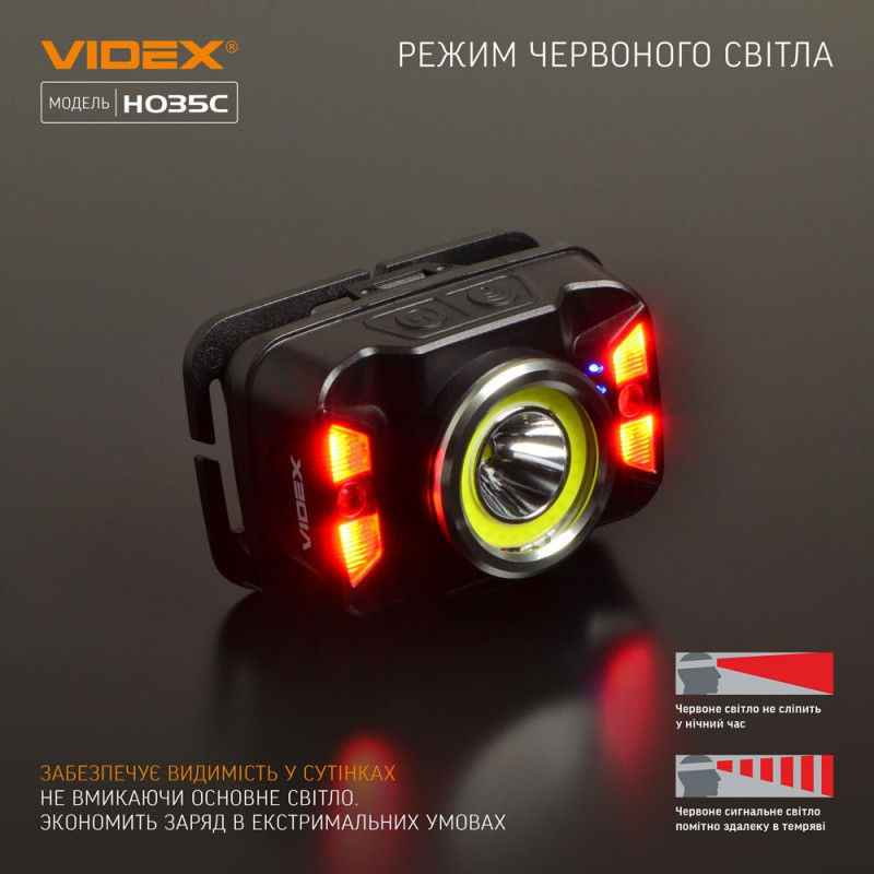 Налобний світлодіодний ліхтарик VIDEX VLF-H035C 410Lm 5000K Налобний світлодіодний ліхтарик VIDEX VLF-H035C 410Lm 5000K