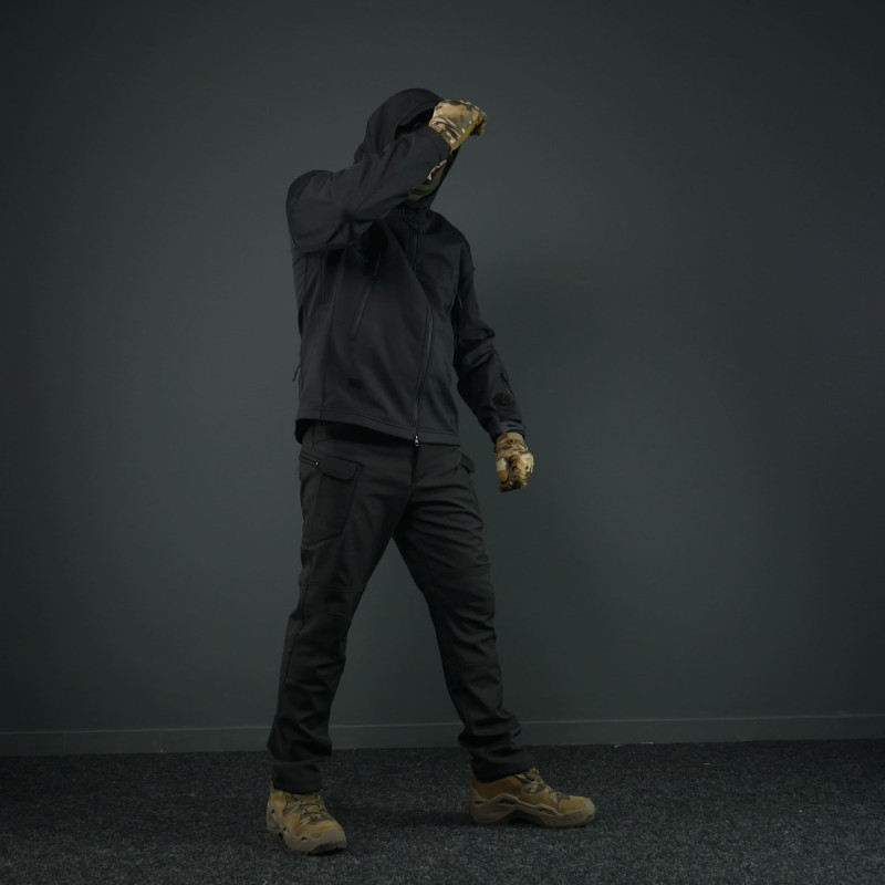 Тактичний демісезонний костюм Softshell Чорний