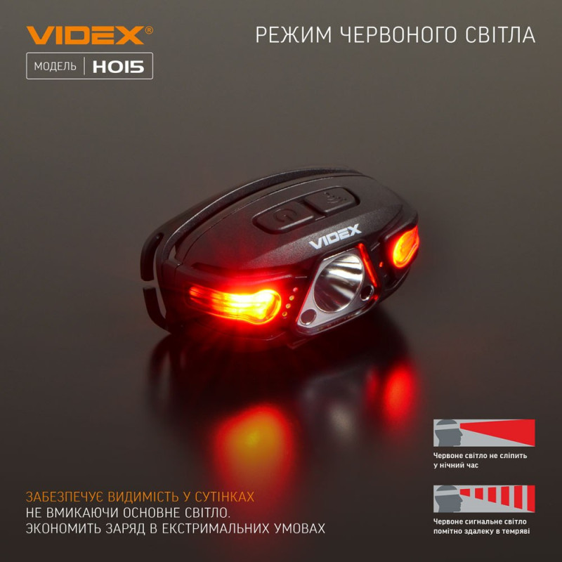 Налобний світлодіодний ліхтарик VIDEX VLF-H015 330Lm 5000K Налобний світлодіодний ліхтарик VIDEX VLF-H015 330Lm 5000K