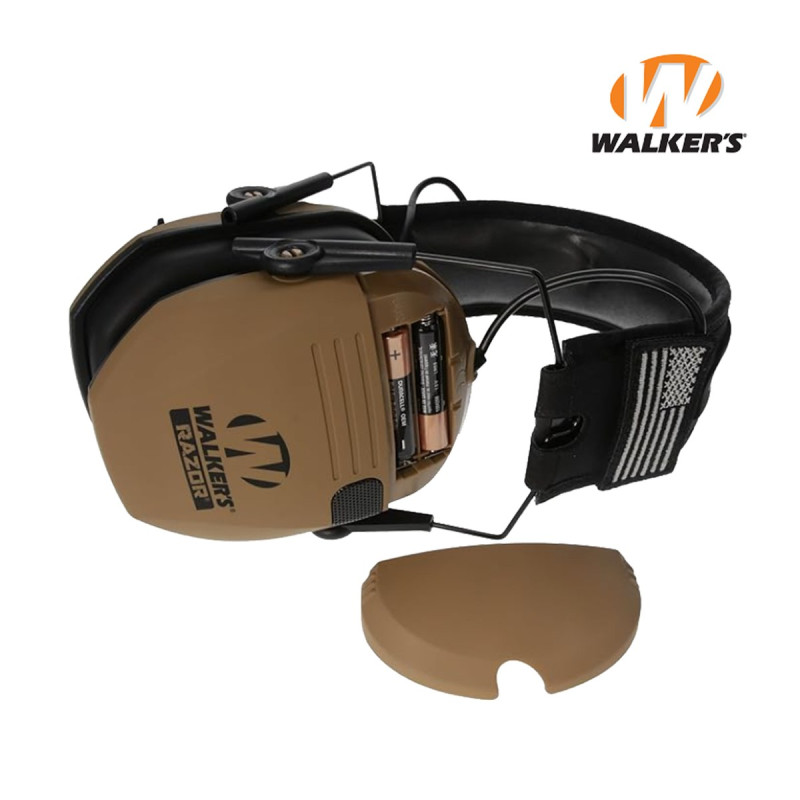 Активні навушники Walker's Razor Slim Original з патчами (Коричневий)