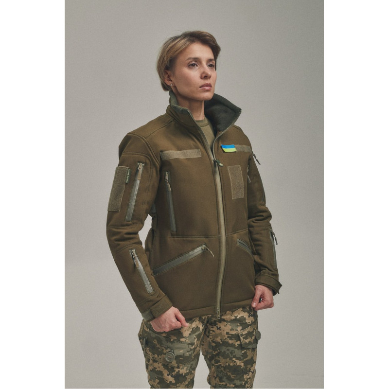 Зимова утеплена жіноча FS куртка-трансформер Soft Shell 2в1, хакі